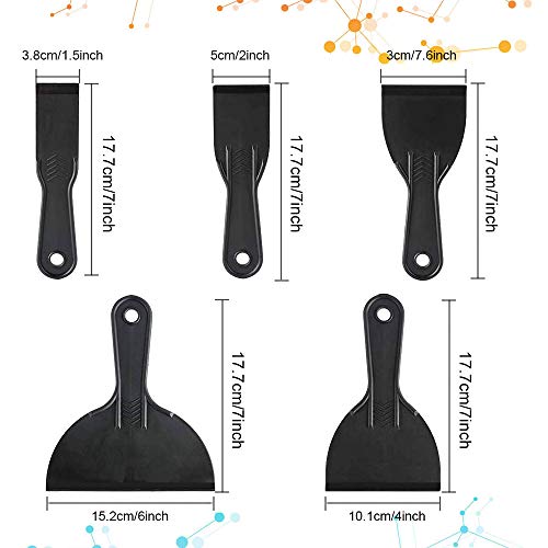 LYTIVAGEN 5 PCS Espátulas de Plástico Flexible Espátulas para Masilla Herramienta de Raspadores de Pintura para Alisar Pegamento, Yeso y Otros Selladores, etc (1.5/2/3/4 / 6 Inch)