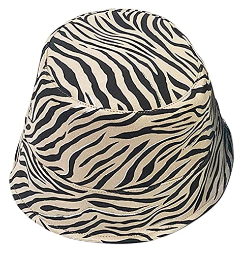 Lzpzz Unisex Faux Suede Zebra Impresión a Rayas Sombrero de Cubo de Doble Cara Brim Brim Brim Dome Pesca Pescador para EL Viaje DE Playa DE Aire Libertad (Color : A)