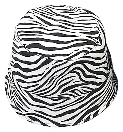 Lzpzz Unisex Faux Suede Zebra Impresión a Rayas Sombrero de Cubo de Doble Cara Brim Brim Brim Dome Pesca Pescador para EL Viaje DE Playa DE Aire Libertad (Color : A)