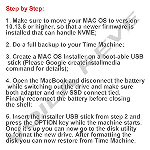 M.2 NVME SSD Adaptador de conversión para MacBook Air Pro Retina Mid 2013-2017, NVME/AHCI SSD Kit actualizado para A1465 A1466 A1398 A1502