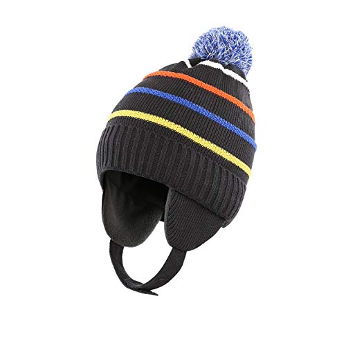 Magracy Gorro para niños Toddler Sombrero de Punto de Rayas para niños con Orejeras de Invierno cálido Sombrero de Perú Snowboarding XL