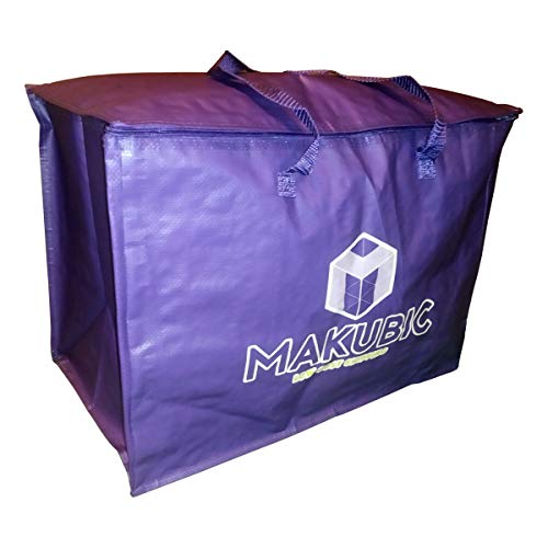 MAKUBIC Pack de 3 Bolsas Reutilizables Grandes 58x38x40 con Cremallera y Asas, para Transporte, Mudanzas y Almacenaje