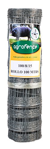 Malla metálica ganadera Agrofence 100/8/15 galvanizada (100 mts lineales por rollo).