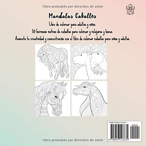 Mandalas Caballos: Libro de colorear para adultos y niños. 50 hermosos motivos de caballos para colorear y relajarse y bonus. Aumenta tu creatividad y ... de colorear caballos para niños y adultos.