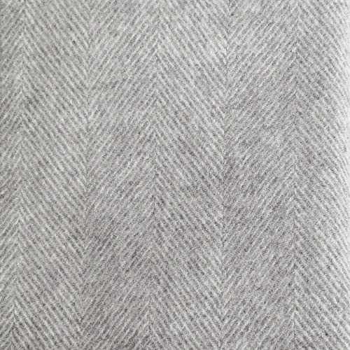 Manta (100% lana virgen neozelandesa Ökotex 100, aprox. 220 x 130 cm, con flecos), color crema y gris