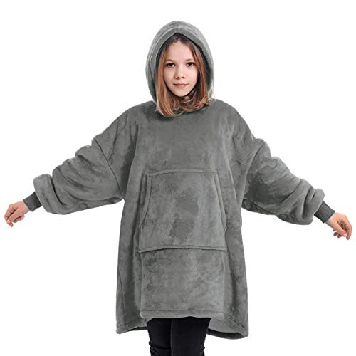 Manta con capucha para niños/as, bata de forro polar supersuave, cálida y cómoda, tamaño extragrande, talla única para niños y adolescentes