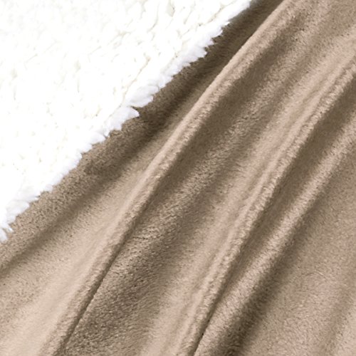 Manta de aspecto de piel de cordero Gräfenstayn® - Varios tamaños y colores - Manta para la sala de estar - Manta de microfibra de franela (Marrón claro, 200x150 cm)
