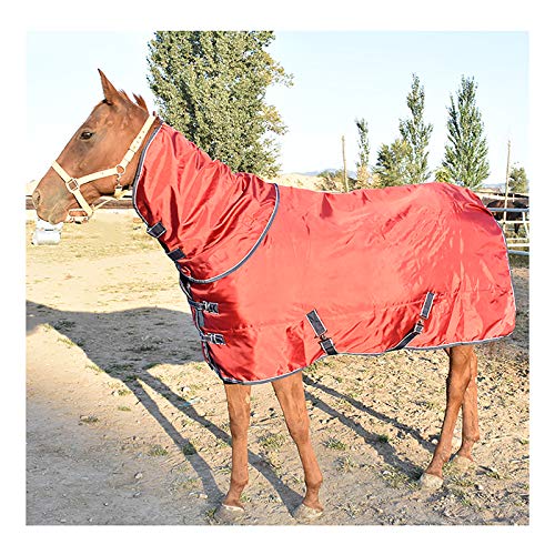 Manta de Caballo Combo Horse Rugs de Peso Medio Cuello Completo 350G Relleno Aislado, Rojo(Size:125cm)