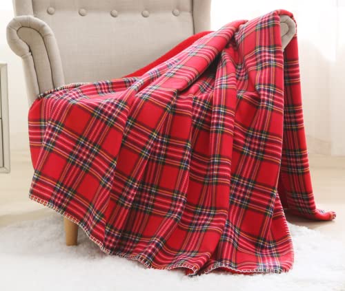 Manta de forro polar Beskie para sofá, cama, viaje, diseño de cuadros escoceses rojos y negros, manta decorativa para el hogar, cálida, acogedora, manta de Navidad