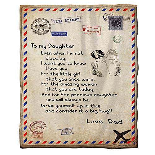 Manta de forro polar con texto en inglés "To My Daughter Letter Print", "Dad Mom for Daughter", manta de franela, regalo para niñas