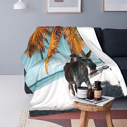 Manta de forro polar de burro blanco y negro, manta versátil, suave y esponjosa para cama y sofá de viaje, individual de 80 x 60 pulgadas