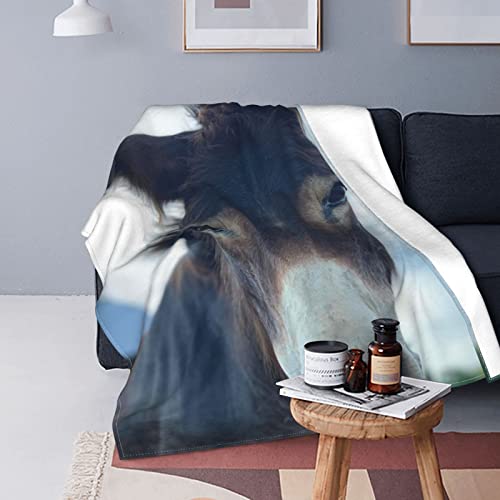 Manta de forro polar de burro marrón – Manta versátil esponjosa suave para cama y sofá de viaje, individual 80 x 60 pulgadas