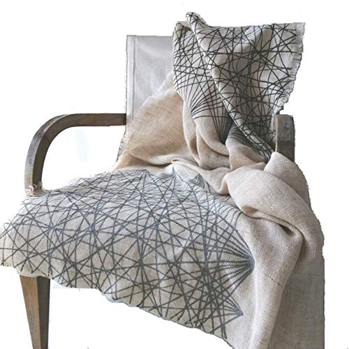 Manta decorativa plata y gris, colores personalizados, Colección Linos, cañamo, yute, manta de sofá de tejido natural, BeccaTextile.