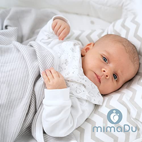 Manta para bebé mimaDu®, 100% algodón OEKO-TEX, manta de cuna – suave y ligera – regalo ideal para recién nacido, bautizo, nacimiento, babyshower, niños y niñas (gris y blanca)