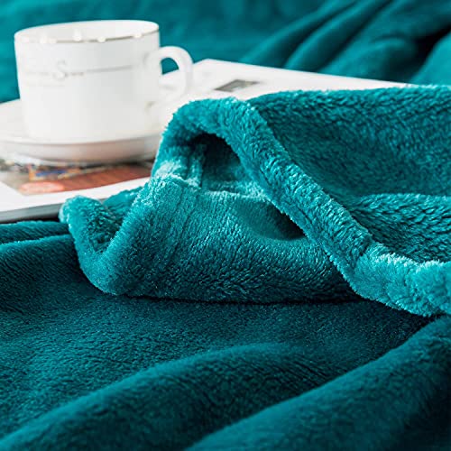 Mantas para Sofa Verde Azulado 130 × 150 cm, RATEL Mantas para Cama de Franela Reversible, Mantas Ligeras de 100% Microfibra - Fácil De Limpiar - Extra Suave Cálido