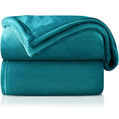 Mantas para Sofa Verde Azulado 130 × 150 cm, RATEL Mantas para Cama de Franela Reversible, Mantas Ligeras de 100% Microfibra - Fácil De Limpiar - Extra Suave Cálido
