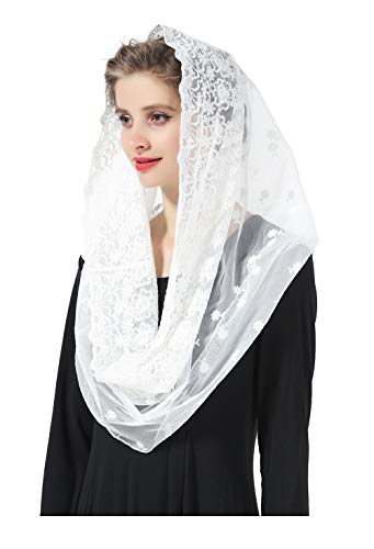 Mantilla De Encaje Española Mujer Capilla Velo Pañuelo de Iglesia Católica Bordado Chal Bufanda Negra Blanca V102