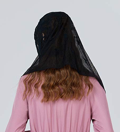 Mantilla De Encaje Española Mujer Capilla Velo Pañuelo de Iglesia Católica Bordado Chal Bufanda Negra Blanca V103