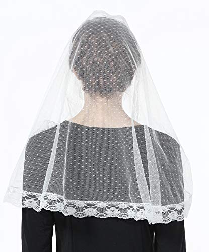 Mantilla De Encaje Española Mujer Capilla Velo Pañuelo de Iglesia Católica Bordado Chal Bufanda Negra Blanca V106