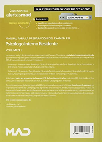 Manual para la preparación del examen PIR. Psicólogo Interno Residente Volumen 1