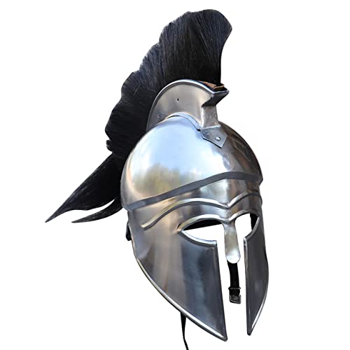 MANZA INTERNATIONAL Casco de corintia griega con penacho negro, casco de armadura romana espartano
