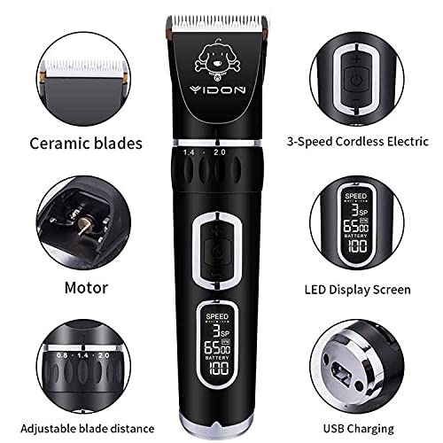 Maquina Cortar Pelo Perros Profesional,Carga Rápida Silencioso Cortador de Pelo Pantalla LED Inteligente con 4 Peines Para Cabello Grueso,Largo,Rizado,Corto Perros,Gatos y Otros Animales