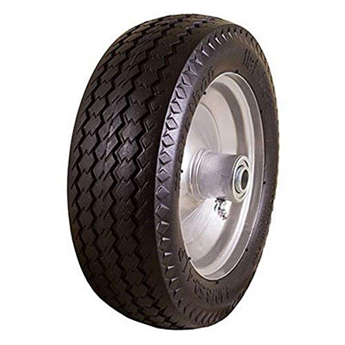 Marathon 4.10/3.5-4"Flat Free Hand Truck Tire on Wheel, 2.2" Offset Hub, 5/8" Rodamientos de bolas, Rodamientos de dientes de sierra