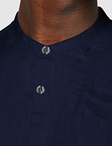 Marca Amazon - find. Camisa de Lino de Manga Larga Hombre, azul (marino), XL, Label: XL