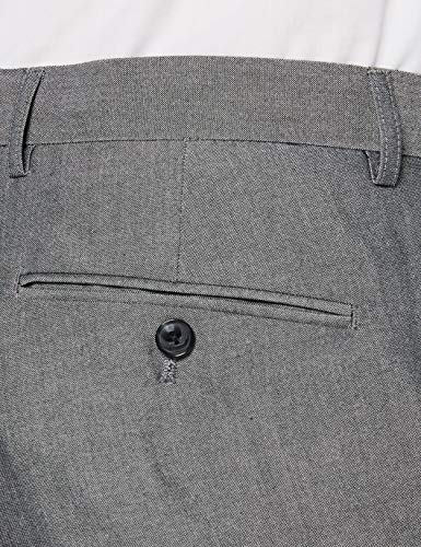 Marca Amazon - find. Pantalón Ajustado de Traje Hombre, gris, 34W / 31L, Label: 34W / 31L
