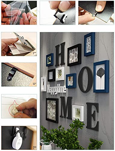 Marcos de fotos Collage de marco de foto Madera de combinación de madera sólida marco de foto marco pared de fondo creativo decoración de pared (Color : Azul)