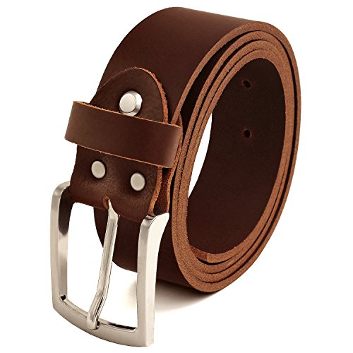 marrón Vintage Cinturón de piel de búfalo cuero 40 mm de ancho y aprox 3-4 mm de grueso, puede acortarse, cinturón, cinturón de piel, cinturón de traje, Br007-02 (waist size 110 cm)