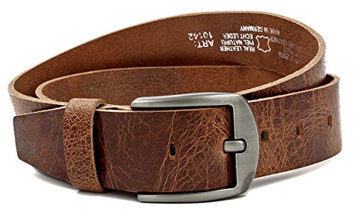 marrón Vintage Cinturón de piel de búfalo cuero 40 mm de ancho y aprox 3-4 mm de grueso, puede acortarse, cinturón, cinturón de piel, cinturón de traje, Gbr00020 (waist size (Bundweite) 120cm)