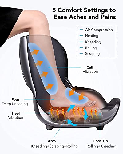 Masajeador de pies para piernas con diseño plegable, función de calor Shiatsu con vibración, compresión de aire, para relajación muscular en la oficina, en casa