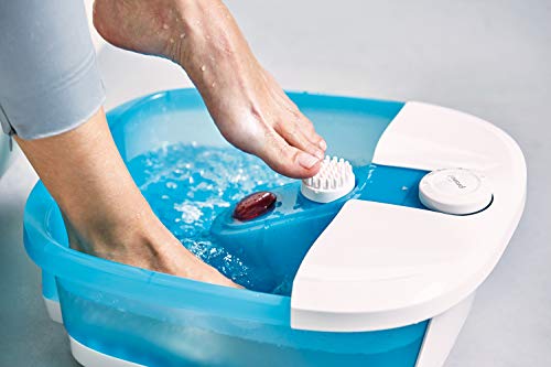 Masajeador para pies Promed FB-100, baño de pies con masaje de Burbujas y por vibración, Campo de luz Roja, Función de Mantenimiento del calor, Incl. 3 Apliques de pedicura, Spa para los pies