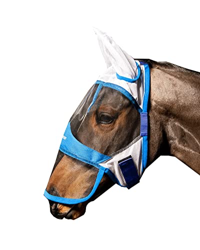 Máscara de mosca de caballo para prevenir insectos y moscas, se proporciona máscara de cara completa y orejeras, y la malla de ventilación es muy adecuada para condiciones climáticas cálidas. ( Cob)