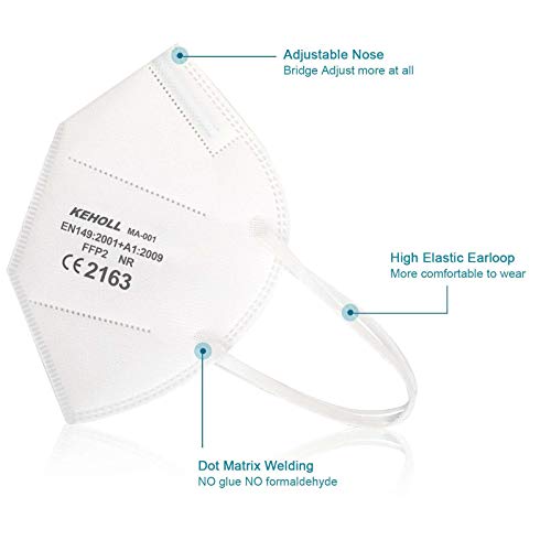 Máscaras Ffp2 Certificación CE 5 Capas Máscara Ffp2 Filtros 95% a través de Las Orejas sin válvula Paquete de 20 Piezas