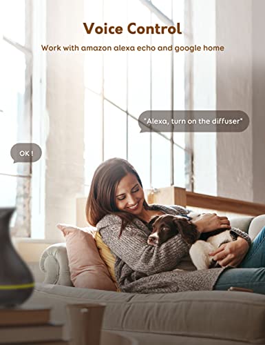 Maxcio WiFi Difusor Aromaterapia, Humidificador Ultrasónico Aceites Esenciales 7-Color LED 2 Modos de Niebla Controlable por Vía WiFi y Voz Compatible con Amazon Alexa y Google Home