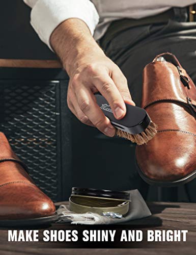 MAXIMILIAN Caja De Regalo Premium Kit De Betún para Zapatos | Kit Profesional De Limpiabotas De Cuero con Pulido Neutro Y Negro, Cepillos De Pelo De Caballo 100% Herradura