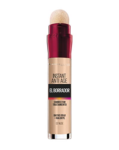 Maybelline New York, Corrector de Ojeras, Bolsas e Imperfecciones, Borrador Ojos, 02 Nude, 6.8 ml