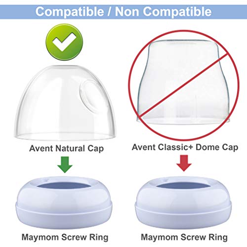 Maymom Tapas de domo, anillos de tornillo, discos de sellado compatibles con botellas naturales Philips Avent, botellas de PP Avent o naturales; Convertir botella clásica Avent en natural