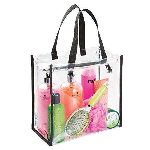 mDesign bolsa viaje perfecta para sus accesorios - Bolsa playa o para artículos de higiene y cosméticos - Bolsa multiusos color transparente/negra