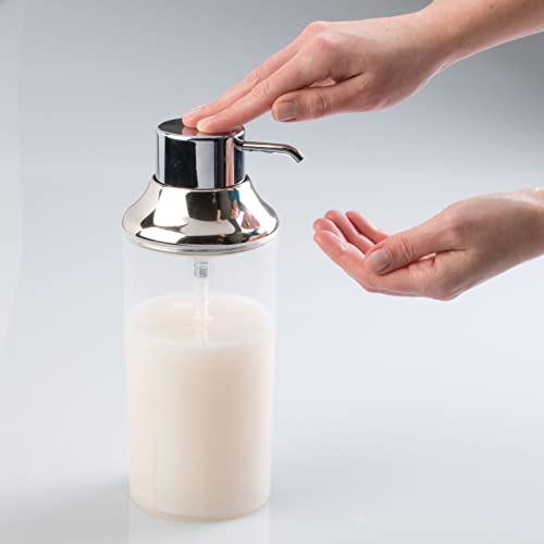 mDesign Dispensador de champu rellenable – Dosificador de jabon con capacidad de 1 l – Dispensador de jabon liquido para gel, acondicionador y champu – transparente/cromado