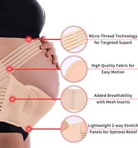 MDHAND Cinturón de Soporte para el Embarazo, 3 en 1 Cinturón de Maternidad Material Suave elástico y Transpirable para Soporte de elevación para aliviar el Dolor de Espalda, Cadera y Piso pélvico