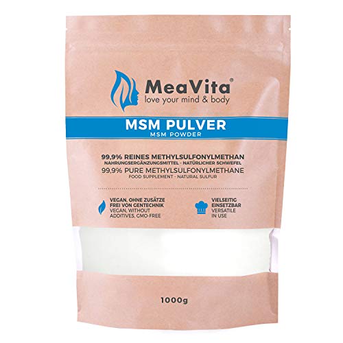 MeaVita MSM en polvo 99.9 por ciento puro, metilsulfonilmetano, 1000 g