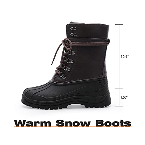 MecKiss Botas de nieve para mujer, botas de nieve, para montar a caballo, con cordones, impermeables, botas de lluvia, cálidas, zapatos para caminar, Chocolate Pu, 36 EU