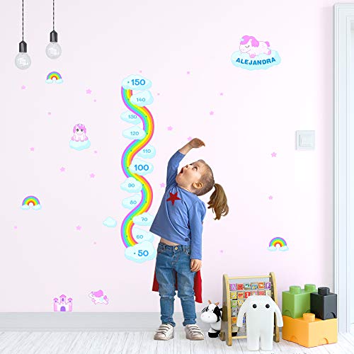 Medidor de altura PERSONALIZADO para pared | Vinilo decorativo habitación infantil (Unicornios XL)