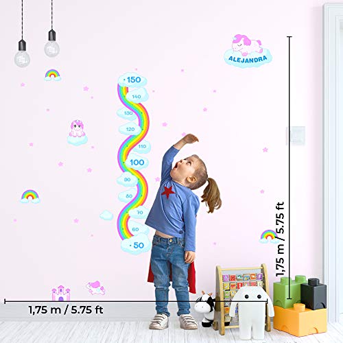 Medidor de altura PERSONALIZADO para pared | Vinilo decorativo habitación infantil (Unicornios XL)