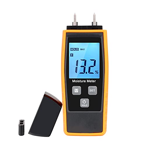 Medidor de humedad de madera digital, RZ660 Medidor de humedad de madera digital 0-80% Detector de probador de humedad con pantalla de retroiluminación LCD para madera, leña, ladrillo, paneles de yeso