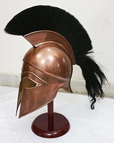 Medieval griego espartano Corinthian casco con penacho de color negro armadura casco