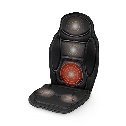 Medisana MCH Funda de asiento de masaje, funda de masaje con vibración, 5 programas, funda de asiento de coche para hombro, espalda, calefacción del asiento con función de calentamiento